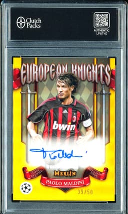 2024-25 Topps Merlin European Knights Autograph Paolo Maldini #EKA-PM Gold /50