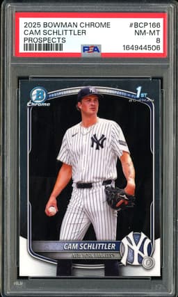 2025 Bowman Chrome Prospects Cam Schlittler #BCP166 PSA 8