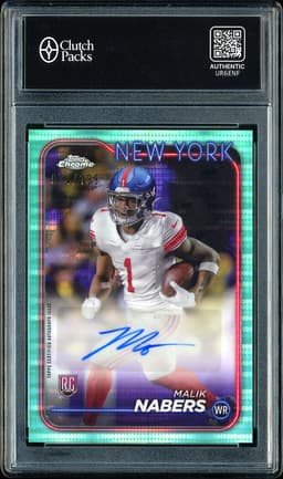 2024 Topps Chrome Malik Nabers #RA-MNA Aqua Refractor Autograph /199
