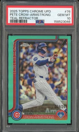 2025 Topps Chrome Update Pete Crow-Armstrong #76 Teal Refractor /299 PSA 10