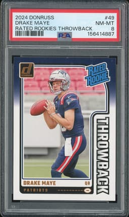 2024 Donruss Rated Rookies Throwback Drake Maye #49 PSA 8