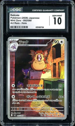 2026 Pokémon Nihil Zero Art Rare Holo Raticate #092/080 CGC 10