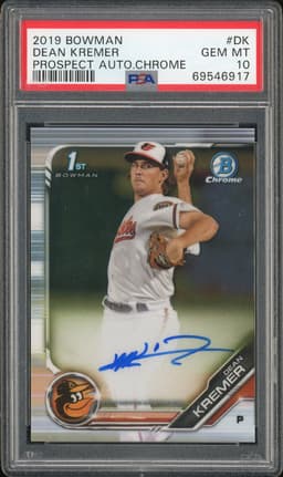 2019 Bowman Chrome Prospect Autographs Dean Kremer #CPA-DK PSA 10