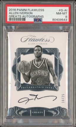 2016-17 Panini Flawless Greats Autographs Allen Iverson #G-AI Autograph /25 PSA 8