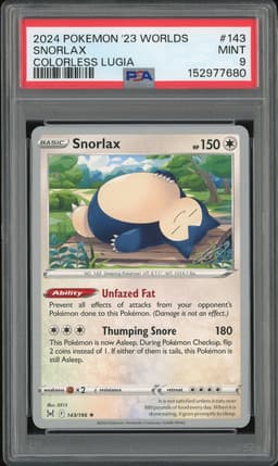2024 Pokemon 23 Worlds Colorless Lugia Snorlax #143 PSA 9