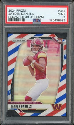 2024 Panini Prizm Jayden Daniels #347 Red/White/Blue Prizm PSA 9
