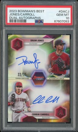 2023 Bowman's Best Dual Autographs Druw Jones / Corbin Carroll #DACJ Refractor Autograph /25 PSA 10