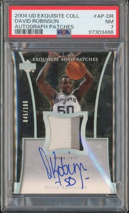 2004-05 Upper Deck Exquisite Collection Autograph Patches David Robinson #AP-DR /100 PSA 7