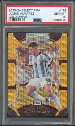 2023-24 Select FIFA Mezzanine Julian Alvarez #176 Gold Wave /10 PSA 10