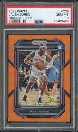 2022-23 Panini Prizm Jalen Duren #239 Orange Prizm /49 PSA 10