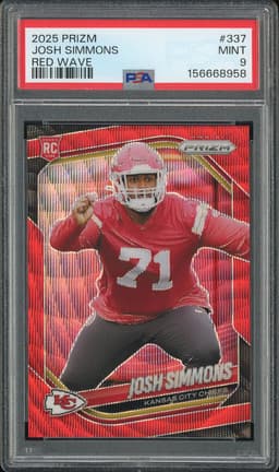 2025 Prizm Josh Simmons #337 Red Wave PSA 9
