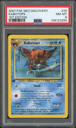 2001 Pokemon Neo Discovery Kabutops #25 1st Edition PSA 8