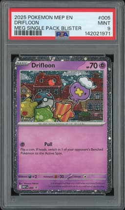 2025 Pokemon Mega Evolution Single Pack Blister Drifloon #005 Cosmos Holo PSA 9