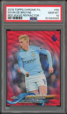 2018 Topps Chrome Premier League Kevin De Bruyne #50 Red Wave Refractor /10 PSA 10