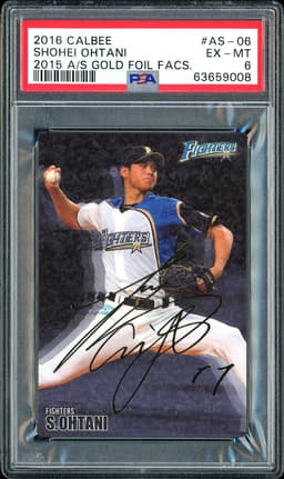 2016 Calbee 2015 A/S Gold Foil Facsimile Shohei Ohtani #AS-06 PSA 6