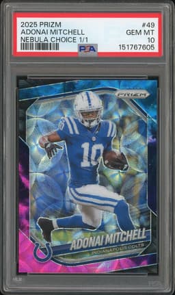 2025 Panini Prizm Adonai Mitchell #49 Nebula Choice /1 PSA 10