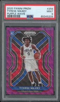 2020 Panini Prizm Tyrese Maxey #256 Purple Wave PSA 9