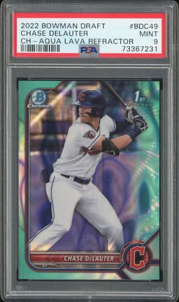 2022 Bowman Draft Chase DeLauter #BDC49 Aqua Lava Refractor PSA 9
