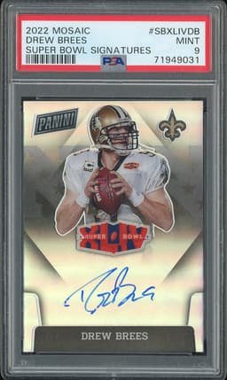 2022 Mosaic Super Bowl Signatures Drew Brees #SBXLIVDB Autograph PSA 9