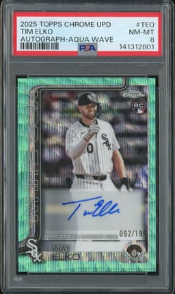 2025 Topps Chrome Update Autograph Tim Elko #TEO Aqua Wave Autograph /199 PSA 8