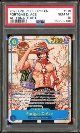 One Piece Portgas.D.Ace #OP13-119 Carrying On His Will Super Alternate Art PSA 10