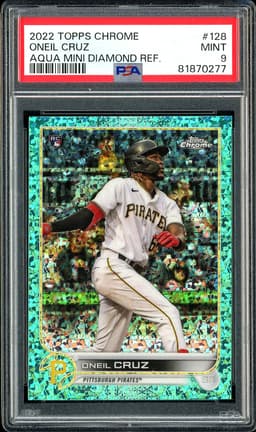 2022 Topps Chrome Oneil Cruz #128 Aqua Mini Diamond Refractor /199 PSA 9