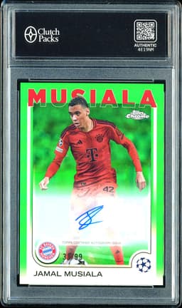 2024-25 Topps Chrome UEFA Club Competitions Base Autograph Card Jamal Musiala #CA-JM Green Autograph /99