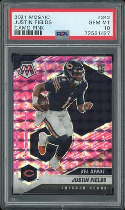 2021 Mosaic NFL Debut Justin Fields #242 Camo Pink PSA 10