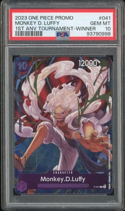 One Piece Monkey D. Luffy #P-041 Promo 1st Anniversary Tournament Winner PSA 10