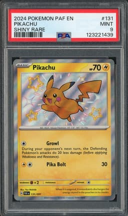 2024 Pokémon Scarlet & Violet—Paldean Fates Shiny Rare Pikachu #131/091 PSA 9