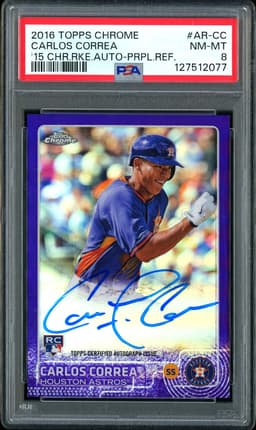 2016 Topps Chrome Rookie Autographs Carlos Correa #AR-CC Purple Refractor /250 PSA 8