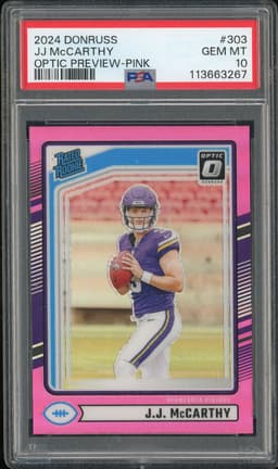 2024 Donruss Optic Preview Pink J.J. McCarthy #303 PSA 10