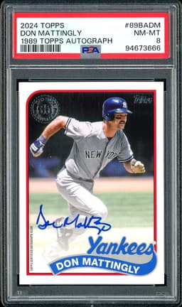 2024 Topps 1989 Topps Autograph Don Mattingly #89BADM Autograph PSA 8