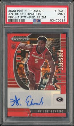 2020 Panini Prizm Draft Picks Prospect Autographs Anthony Edwards #PA-AE Red Prizm Autograph PSA 9