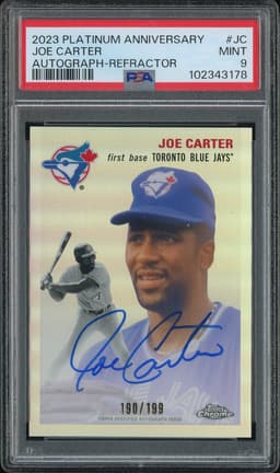 2023 Topps Chrome Platinum Anniversary Joe Carter #JC Autograph Refractor /199 PSA 9