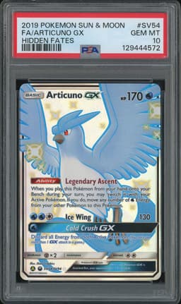 2019 Pokemon Sun & Moon Hidden Fates Articuno GX #SV54 PSA 10