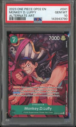 One Piece Monkey D. Luffy #OP02-041 Paramount War R Alternate Art PSA 10