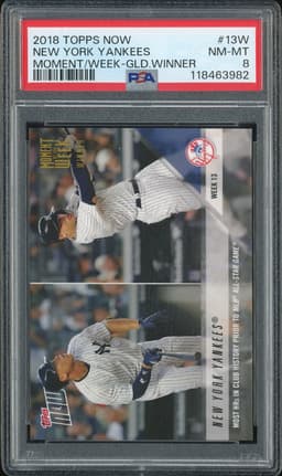 2018 Topps Now Moment of the Week Gold Winner New York Yankees #13W PSA 8