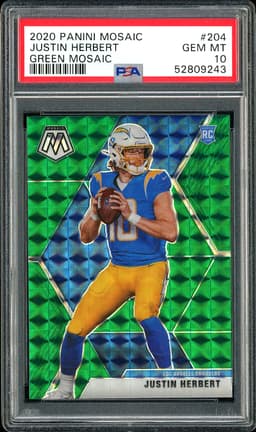 2020 Panini Mosaic Justin Herbert #204 Green Mosaic PSA 10