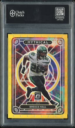 2022 Donruss Optic Mythical Breece Hall #M-25 Gold /10