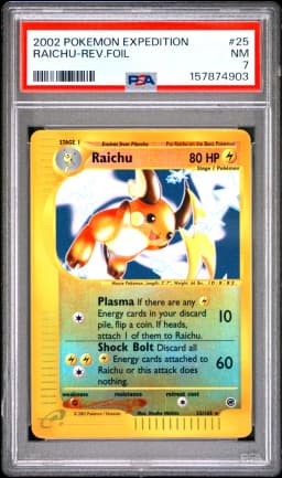 2002 #25 Raichu-Reverse Foil PSA 7 Expedition