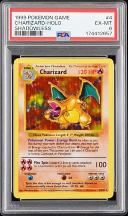 1999 #4 Charizard-Holo Shadowless PSA 6 Game