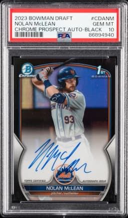 2023 #CDANM Nolan McLean PSA 10 Bowman Draft Chrome Prospect Autograph Baseball