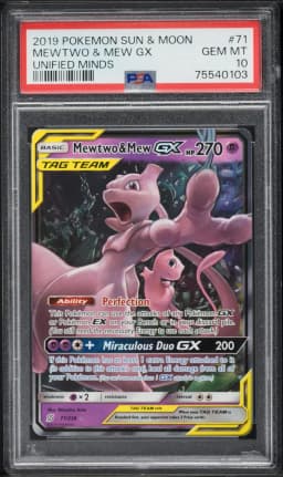 2019 #71 Mewtwo & Mew GX PSA 10 Sun & Moon Unified Minds Pokemon