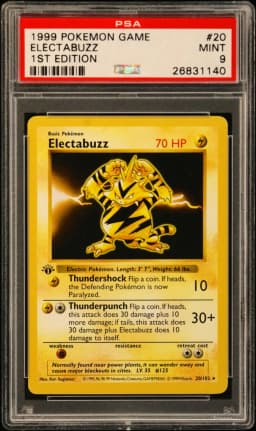 1999 #20 Electabuzz 1st Edition PSA 9 Game