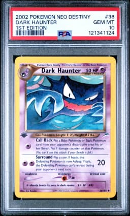 2002 #36 Dark Haunter 1st Edition PSA 10 Neo Destiny