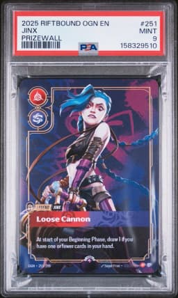 2025 #251 Jinx - Loose Cannon PSA 9 Riftbound: League of Legends Ogn-Origins Plated Legends