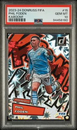 2023 #15 Phil Foden PSA 10 Panini Donruss FIFA Kaboom!