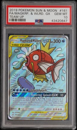 2019 #161 Full Art/Magikarp & Wailord GX PSA 10 Sun & Moon Team Up