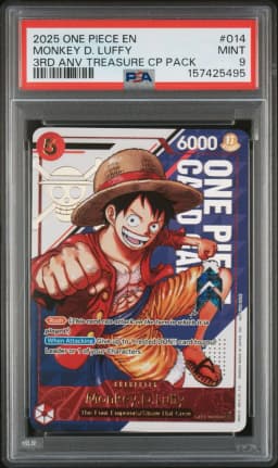 2025 #014 MONKEY D. LUFFY PSA 9 One Piece 3rd Anniversary! One Piece Card Treasure Campaign Pack